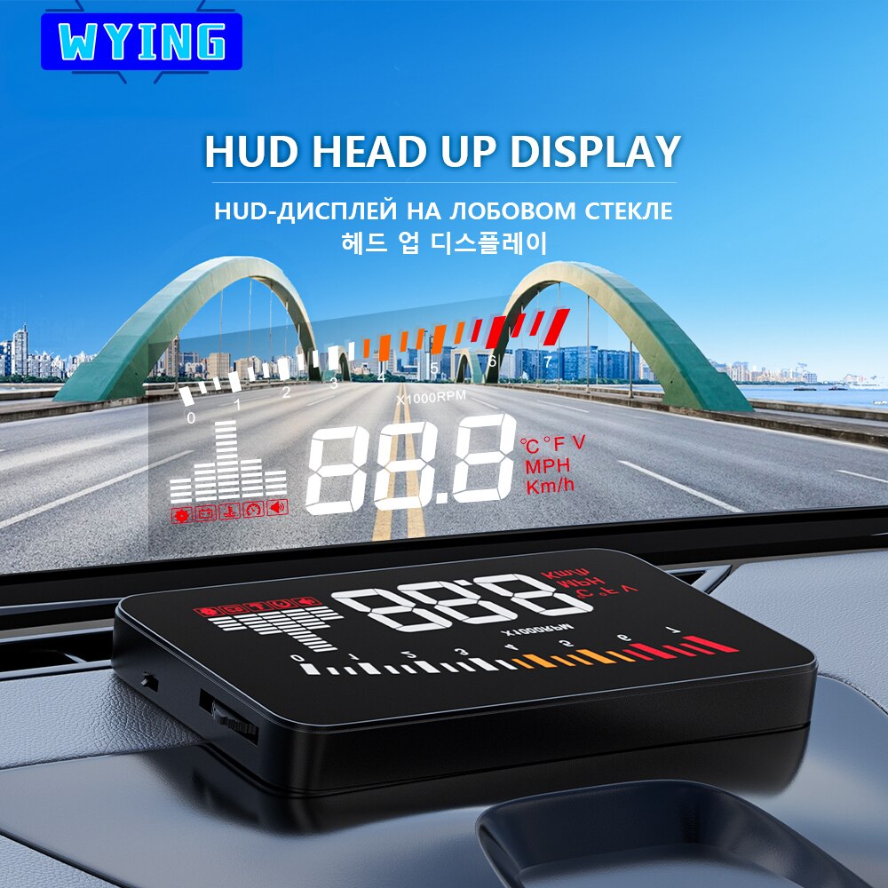 WYING X5 OBDII EUOBD ڵ ڵ  ÷ ӵ RPM HUD ӵ  ˶ º ǻ KMH MPH